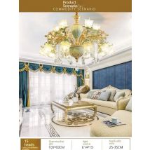 European Style Chandelier Light Luxury Crystal Living Room Lamp Restaurant Bedroom Lamp Atmospheric Blue Ceramic Chandelier