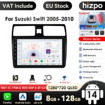 Carplay 4G 2 Din Android 14 Car Multimedia Player for Suzuki Swift 2005-2010 Navigation GPS AutoRadio Stereo DSP BT SWC DVR Cam