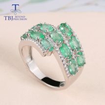 Luxuriöse natürliche Zambian-Smaragd-Ringe aus 925er-Sterlingsilber, hochwertige grüne Edelsteine, edler Schmuck für Frauen, Jubiläumsgeschenk