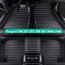 Maßgeschneiderte Auto-Fußmatten für Peugeot 206 207 307 208 301 3008 2008 4008 2017–2025 Innenzubehör Lederteppiche Teppiche Fuß