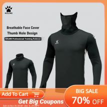 KELME Pullover Training Wear uomo Stretch Thumb Hole Design Base camicia a spessore caldo traspirante Face Cover Sportswear 8161TT1003