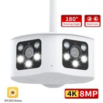 ASZHONGA 8MP telecamera fissa panoramica a doppia lente 180 ° ampio angolo di visione WIFI 4K telecamera esterna AI rilevamento umano IP CCTV Cam