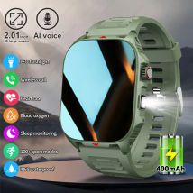 400 mAh robuste Militär-Smartwatch mit LED-Taschenlampe, HD-Bildschirm, Bluetooth-Anruf, wasserdichte Outdoor-Smartwatch, 2025, Neu