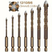7 stücke Kupfer Vier Klinge Kreuz Wolfram Stahl Bohrer Anti Slip Sechseckigen Griff Bohren Bohrer Haushalt Multifunktionale