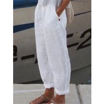 Herbst Casual frauen Hosen Komfortable Solide Baumwolle Leinen Hosen Für Frauen 2024 Frühling Mode Täglichen Seite Tasche Hosen Weibliche