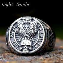 2023 New Gothic viking  Freemasonry and raven skull Ring For Men Women Stainless Steel Male Anel Gift free shipping