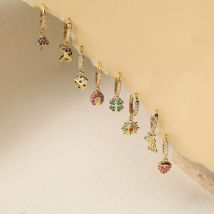 HECHENG, Orecchini pendenti piccoli a forma di stella di sole con meteorite, zirconi in rame, gioielli carini da donna, regalo 1 paio