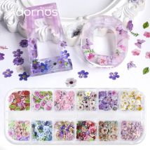 12 Griglie Fiore Pulpa di Legno Chip di Resina Epossidica Riempimento Rosa Iris Vetiver Fiore Farfalla Forma Fiore di Carta Decorativa Artigianato Fai da Te