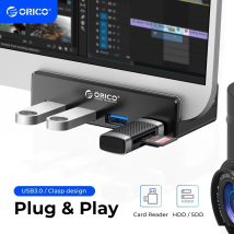ORICO MH4PU 5 GBPS Datenübertragungs-Hub, Aluminium, 4 Anschlüsse, USB 3.0-Clip-HUB mit Netzteil, hohe Geschwindigkeit für MAC OS PC