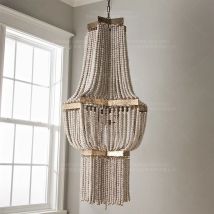 Duże drewniane frędzle żyrandol z koralikami oświetlenie Vintage Loft wiejski dom wisząca lampa skandynawski antyczny drewniany żyrandol oświetlenie kuchni