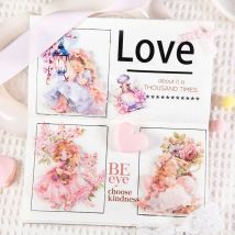 10 Blatt Schatz süße Mädchen Material Aufkleber Erdbeere Charakter Aufkleber dekorative Paket Scrapbook Cut liefert 138 * 90 mm