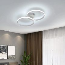 Plafoniera moderna a doppio anello in acrilico bianco, 30 W, 6000 K, 3360 lumen, adatta per soggiorno, camera da letto, studio