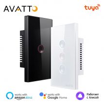 AVATTO Tuya WiFi inteligentny włącznik światła, 1/2/3/4 Gang dotykowy wycięty przycisk przełącznika bezprzewodowy pilot współpracuje z Alexa, Google Home