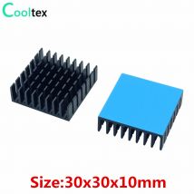 20 Stück Aluminium-Kühlkörper 30 x 30 x 10 mm für elektronische Chip-integrierte Schaltung Wärmeableitung mit wärmeleitendem Klebeband