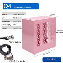ARSYLID Q4 Home Nas Chasis de aluminio 3.5' X2 2.5' 75mm CPU Radiador Flex PSU Mini ITX Compter Case