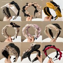 2021 New Woman Headband Wide Side Multifunction BowKnot High Quality Hair bands Korean Bow Pleated Hair Hoop Hair Accessories