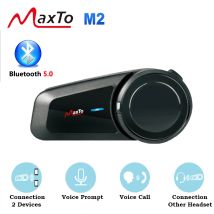 Maxto M2 Motorradhelm Bluetooth Headset 5.0 für 6-Fahrer Intercom Entfernung 1000M IPX6 Wasserdicht Sprachanruf Rauschunterdrückung