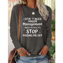 Women's Spring and Autumn 100% pure cotton fashionable casual loose letter pattern printed round neck long sleeved T-shirt top