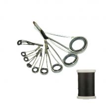 9pcs/Kit Rock Trout Fishing Rod Guides Ultra Light weight High Legs stainless steel guide ring rod DIY repair refit re-assembly