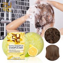 PURC Lemon Solid Shampoo Bar Soap Smoothing Cold Handmade Shampoo Scalp Cleaning Erfrischende Anti-Juckreiz-Haarpflege für Frauen und Männer