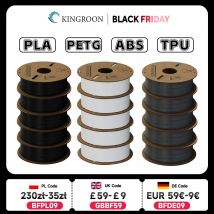 KINGROON Filamento stampante 3D PLA PETG TPU ABS 5KG Fascio Nero Bianco Grigio 1,75mm Senza bolle Plastica 5 rotoli 1 kg, Bobina casuale