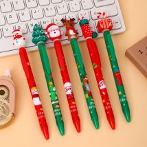 6 Stück Weihnachtsmann-Gelstifte in Schwarz, Weihnachts-Cartoon-Design und Click-Funktion, perfektes Weihnachtsgeschenk für den Schulanfang