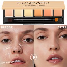 6-Farben-Concealer-Rouge-Palette Creme matt High ight Kontur Make-up Lidschatten Basis-Palette mit Pinsel abdeckung für dunkle Kreise