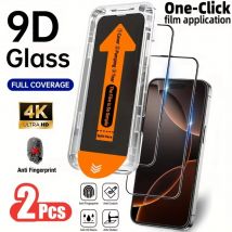 Proteggi schermo in vetro temperato trasparente HD da 2 pezzi per iPhone 17 16 15 14 13 12 11Pro Max Air Mini 16e Installazione con un clic