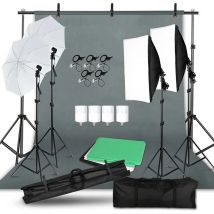 Kit luce continua per fotografia Cornice per sfondo per studio fotografico 3 pezzi Fondali Scheda riflettente Ombrello con borsa per il trasporto