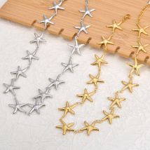 Böhmen Vintage große Metall Seestern Halsband Halskette für Frauen trendige Charme Party Edelstahl Schmuck