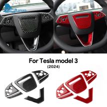 Real Soft Carbon Fiber Lenkrad Rahmen Aufkleber Für Tesla Modell 3 Highland 2024 2025-up Trim Auto Zubehör