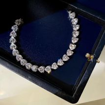 Charm Heart cut 7mm Lab Diamond Bracelet 100% Real 925 Sterling Silver Engagement Wedding bangles Bracelets for women Jewelry