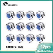 Bykski 12 pezzi OD14MM 12MM 16MM, raccordi per tubi rigidi, compressione manuale per tubo PETG, adattatore nero, bianco, oro, G1/4 ", B-FTHTJ-L14