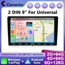 Camecho 6 + 128G 2 Din Radio de coche 9 ''IPS pantalla táctil reproductor Multimedia Universal Carplay Android Auto WIFI navegación GPS DSP RDS