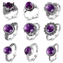 Luxuriöse Vintage-Ringe mit natürlichem Amethyst, 925er Sterlingsilber, modischer edler Schmuck, Hochzeits- und Partyringe, Geschenke für Frauen