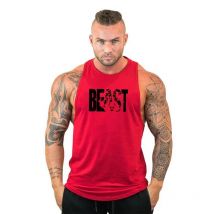 Biest Brief gedruckt Baumwolle Sport kleidung Herren Bodybuilding Tanktops Fitness ärmellose Unterhemd y Rücken Workout Stringer Weste