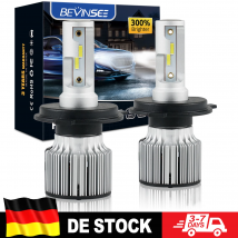 BEVINSEE Bombillas LED H4 60W 10000LM Fascio alto/basso con ventola Super luminoso Mini formato H4 Lampadina per fari a LED per veicoli 6000K 12V