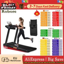 Bieżnia ROBORE SF10 z nachyleniem 12%, elektryczna bieżnia 12 km/h, składana bieżnia do domu z silnikiem 3.0 KM i wyświetlaczem LED