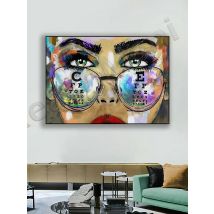Eye glass chart poster, eye art, eye painting, i test chart monochrome art, optometry gift, optometry office decor