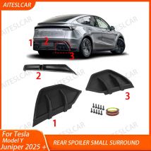 For Tesla Model Y Juniper 2025 Rear Bumper Diffuser Lip Spoiler Refit Protector Guard ABS Carbon fiber Black Cover Accessories