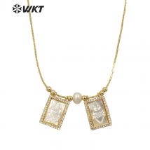 WT-JN137 WKT Neue Mode Shell Perle Halskette Gold Metall Schmuck Hochzeit Party Dame Beliebte INS Exquisite