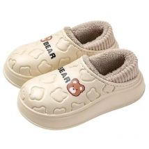 2025 New Winter Waterproof Slippers Men Outdoor Warm Eva Plush Slippers Women Non-Slip Home Footwear Thick Platform Cartoon Shoe