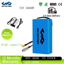Batteria per E-bike 48V 40Ah 60V 72V, Pacco Batteria per Bicicletta Elettrica e Scooter 52V 25AH 36V, 4400W 500W 750W 1000W 1500W 1800W 2000W 3000W