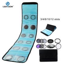 Lightdow Objektivfilterbeutel, faltbarer Objektivbeutel, 3 Steckplätze, 4, 6, 10, 12 Taschen für UV CPL ND FLD Filter, Brieftasche, Objektivadapter, einfach zu tragen