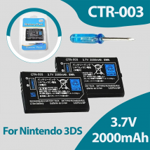 Batteria 3DS CTR-003 3DS ad alta capacità da 2000 mAh + cacciavite per strumento di riparazione gratuito per controller gamepad Nintendo 3DS N3DS
