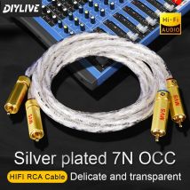 DIYLIVE Imported 7N single crystal copper silver-plated HIFI high-end signal cable, audio cable, 2RCA double lotus head cable