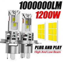 H4 Bi LED Car Headlamp Bulbs 1200W High Power CANBUS Hi/Lo Beam Turbo Fan Super Bright Auto/Moto Spotlights Fog Light Plug&Play