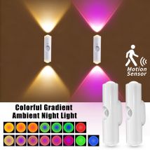 Inteligentna lampka ścienna RGB z efektem gradientu, czujnikiem ruchu, magnetycznym mocowaniem, ładowalna, lampka zachodzącego słońca do dekoracji sypialni, szafy, ogrodu lub pokoju.