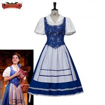 Belle Cosplay Beast Broadway Cosplay Musical Theatre Costume Princess Beast Belle Blue Maid Dress Cosplay Outfit Women Adult