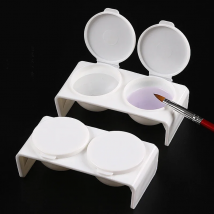 2Pcs White Acrylic Liquid Dappen Dish, Twin Cup Nail Art Pigment Holder for Monomer Nail Brushes Washing Manicure Tool